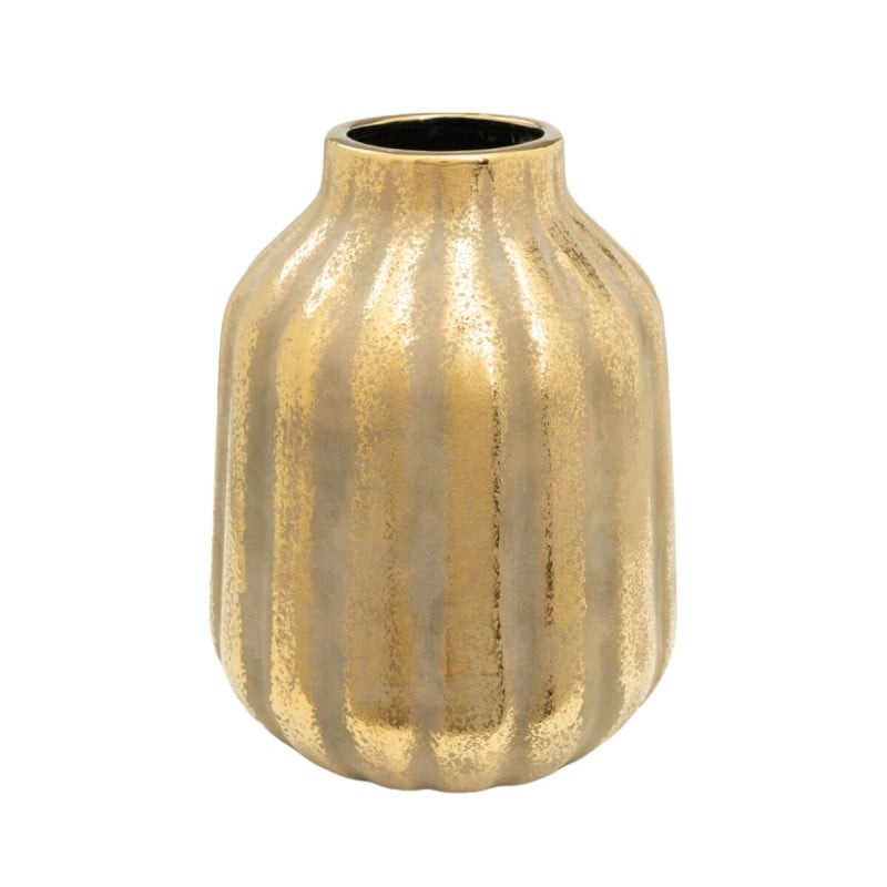 Vase Romimex Golden Porcelain Stripes 21 x 27 x 21 cm