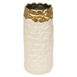 Vase Romimex White Golden Porcelain 13 x 27 x 13 cm