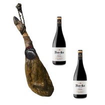 Épaule de jambon Linaje Negro 4,5 kg Bouteille de vin rouge 750 ml x 2 Monte Real