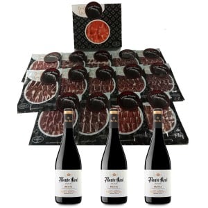 Ham Shoulder Linaje Negro 100 g x 15 Bottle of red wine 750 ml x 3 Monte Real