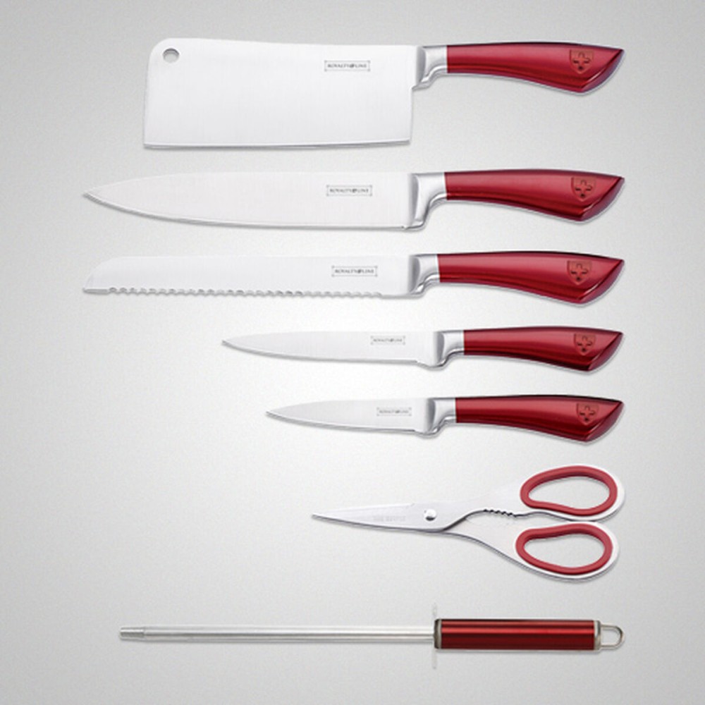 Set of Kitchen Knives and Stand Royalty Line Silver Stainless steel 15 x 15 x 35 cm