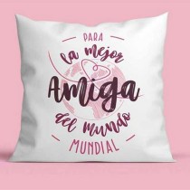 Coussin Roymart PARA LA MEJOR AMIGA DEL MUNDO Blanc Rose 40 x 40 cm