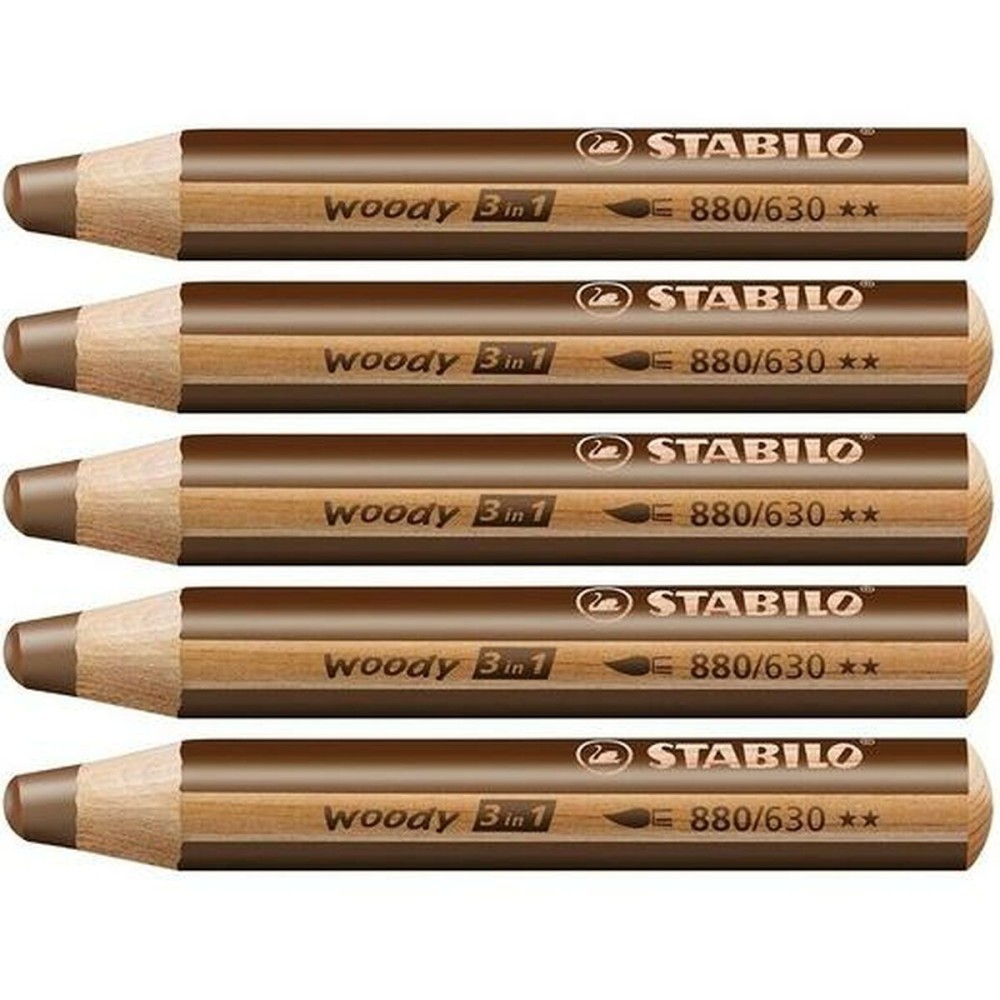 Colouring pencils Stabilo Woody Brown 3-in-1 (5 Units)