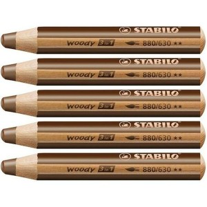 Crayons de couleur Stabilo Woody Marron 3-en-1 (5 Unités)