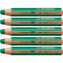 Colouring pencils Stabilo Woody Dark green 3-in-1 (5 Units)