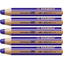 Crayons de couleur Stabilo Woody Blue marine 3-en-1 (5 Unités)