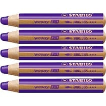 Colouring pencils Stabilo Woody Violet 3-in-1 (5 Units)