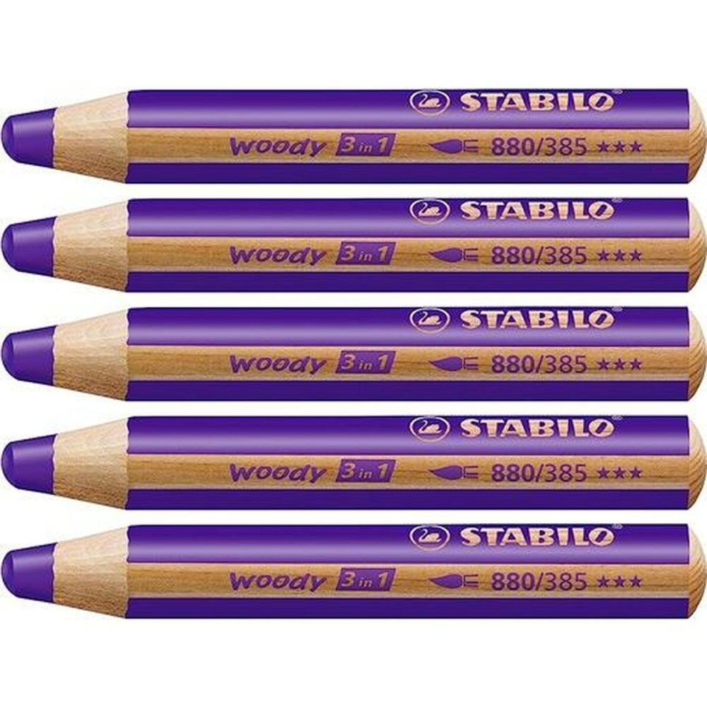 Crayons de couleur Stabilo Woody Violet 3-en-1 (5 Unités)