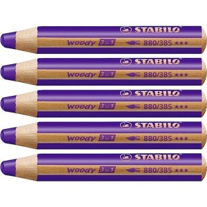 Colouring pencils Stabilo Woody Violet 3-in-1 (5 Units)