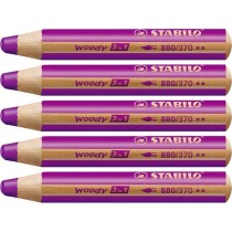 Crayons de couleur Stabilo Woody Lila 3-en-1 (5 Unités)