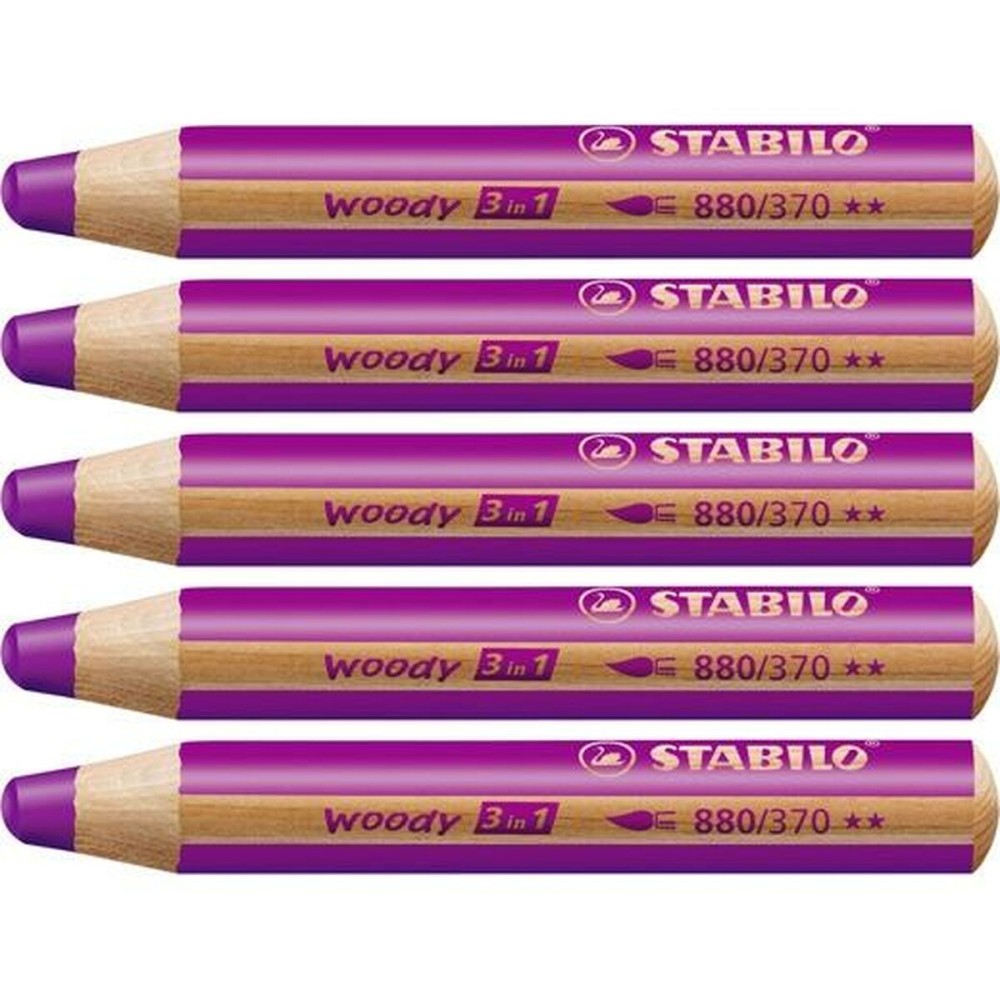 Crayons de couleur Stabilo Woody Lila 3-en-1 (5 Unités)