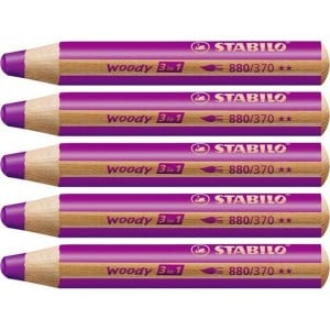 Crayons de couleur Stabilo Woody Lila 3-en-1 (5 Unités)