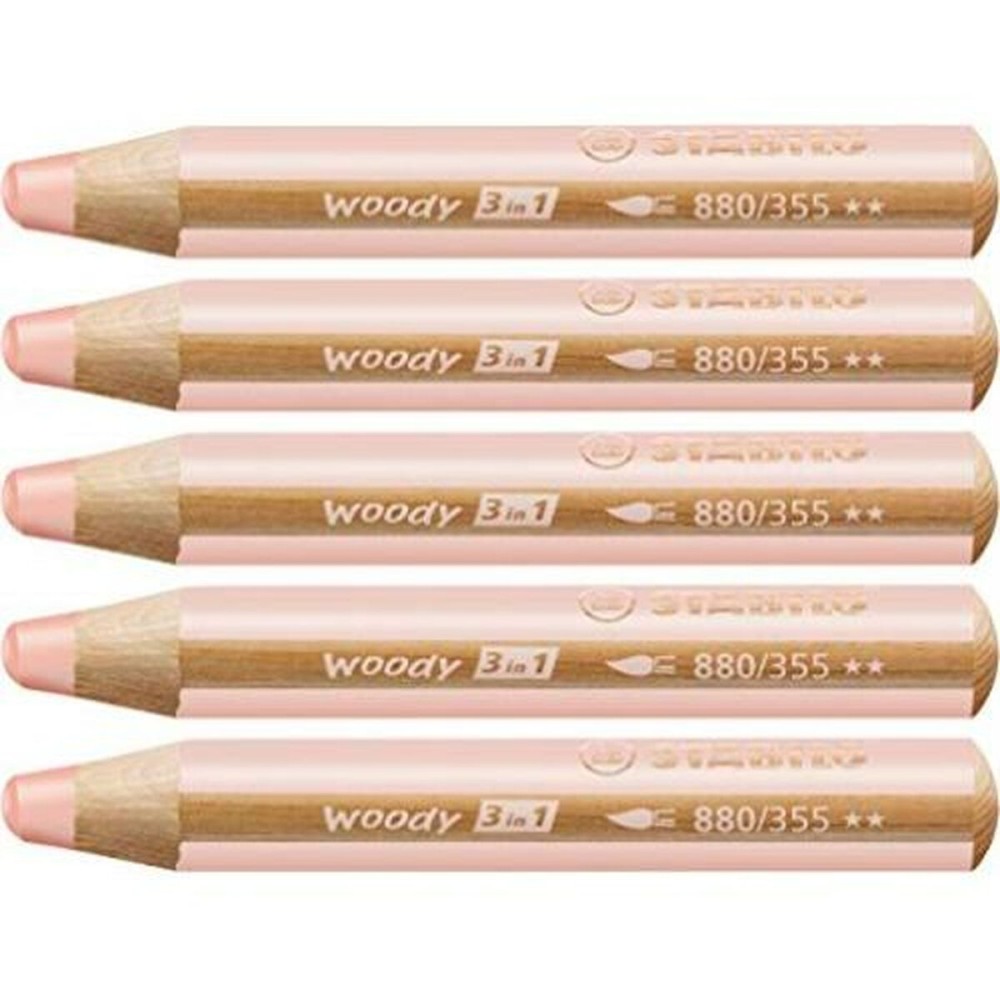 Colouring pencils Stabilo Woody Apricot 3-in-1 (5 Units)