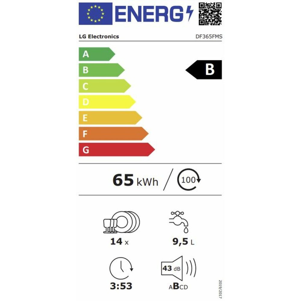 Lave-vaisselle LG DF365FMS.ABMQEES Noir 60 cm