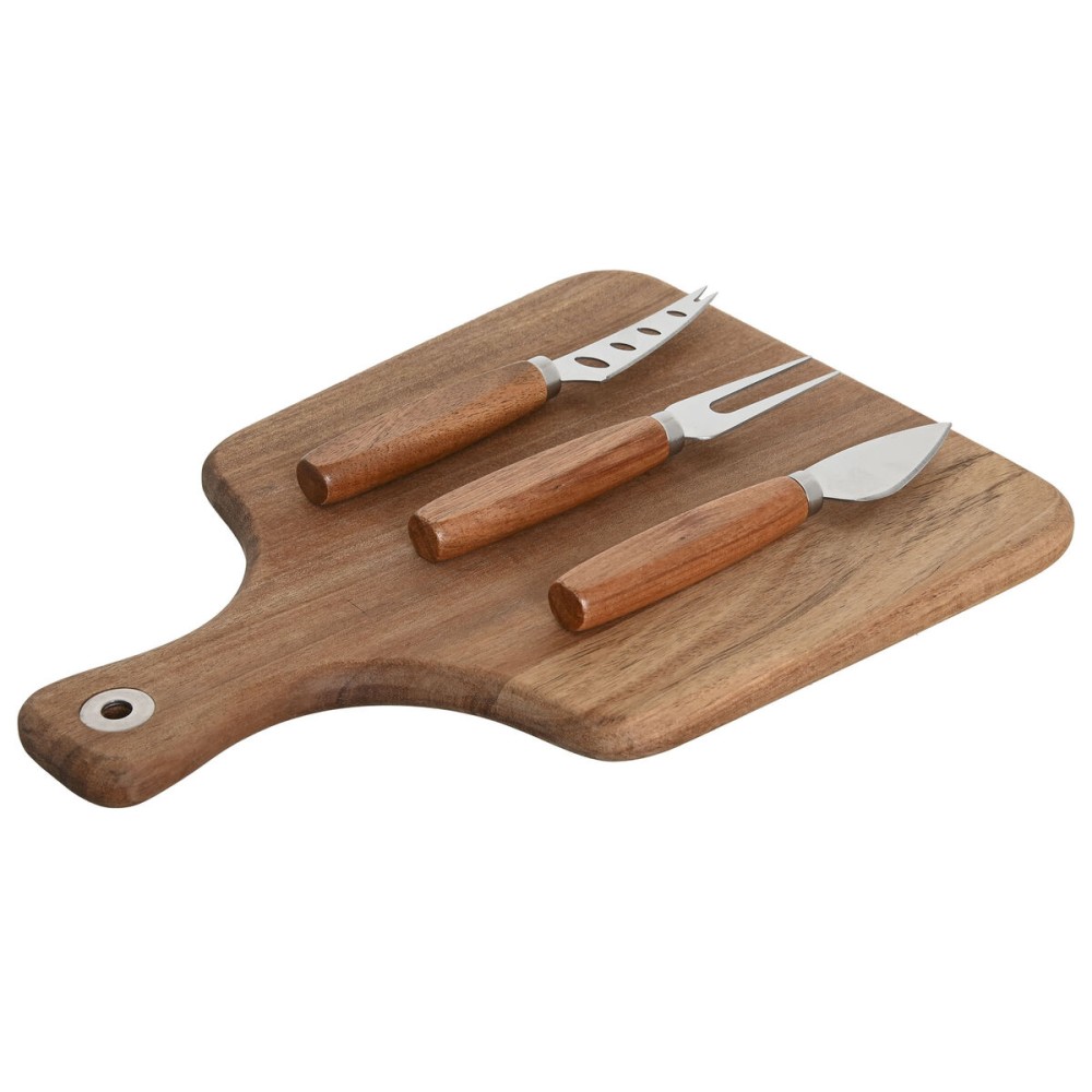 Cutting board Home ESPRIT Stainless steel Acacia 30 x 21,5 x 1,5 cm (4 Pieces)