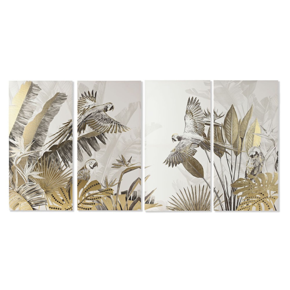 Jeu de 4 tableaux Home ESPRIT Beige Doré Tropical 280 x 3,2 x 140 cm