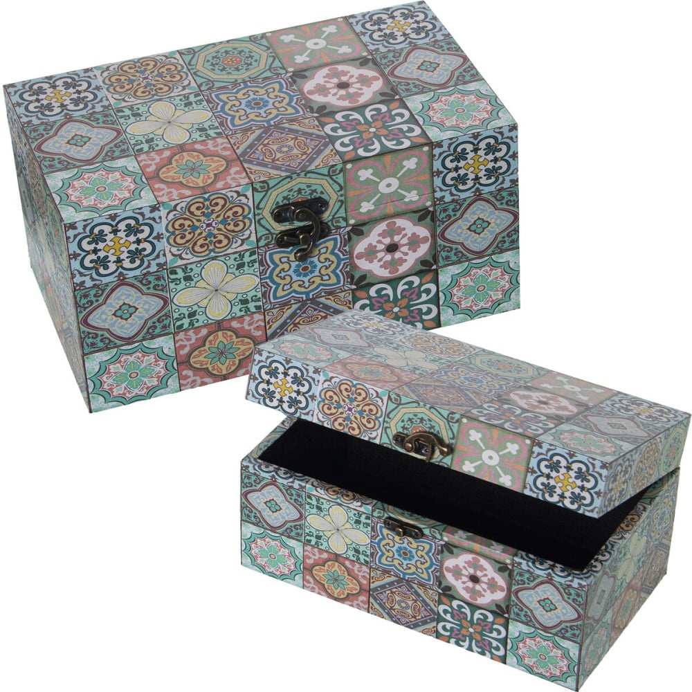 Set of decorative boxes Alexandra House Living Multicolour Wood 2 Pieces