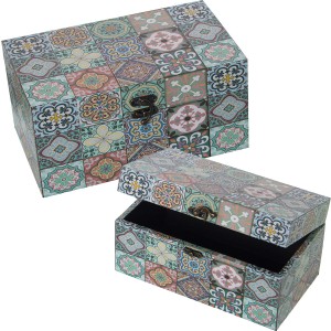 Set of decorative boxes Alexandra House Living Multicolour Wood 2 Pieces