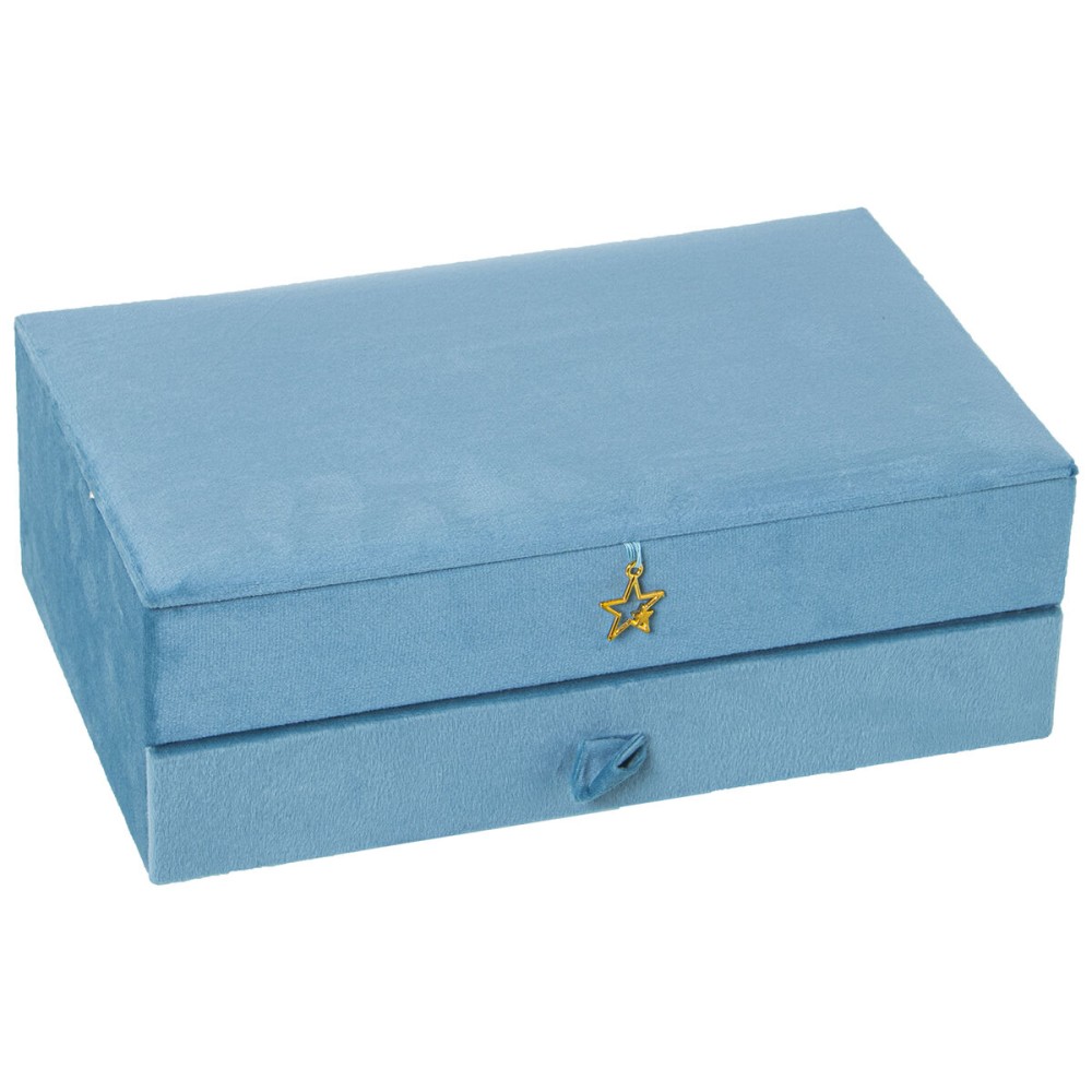 Jewelry box Alexandra House Living Blue Textile 29 x 11 x 18 cm