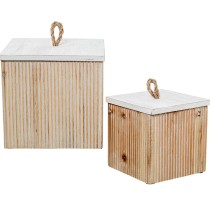 Set de boîtes décoratives Alexandra House Living Blanc Marron Bois 2 Pièces