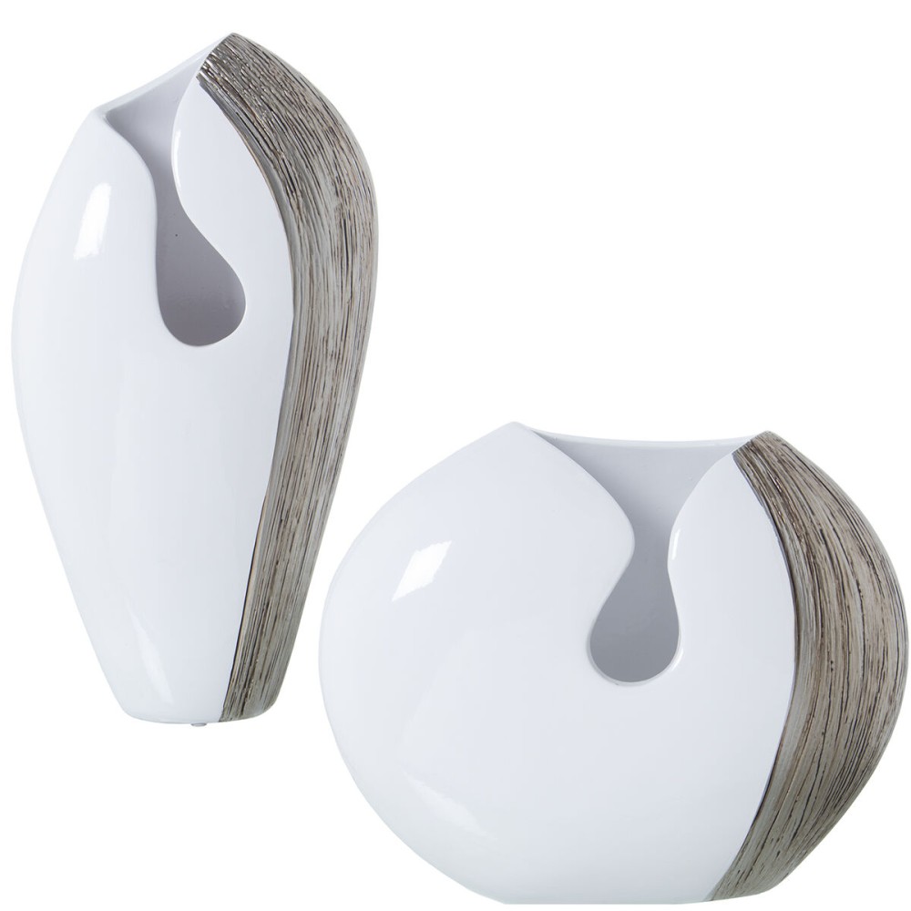 Ensemble de 2 Vases Alexandra House Living Blanc Argenté Céramique