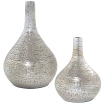 Ensemble de 2 Vases Alexandra House Living Argenté Céramique