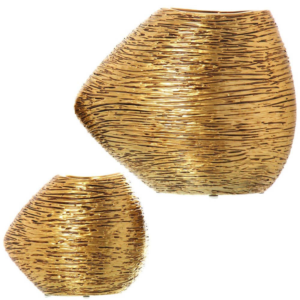 Set of 2 Vases Alexandra House Living Golden Ceramic