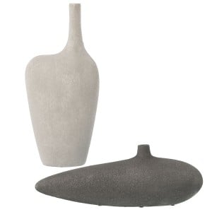 Ensemble de 2 Vases Alexandra House Living Blanc Gris Céramique