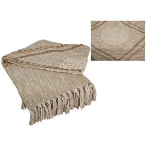 Couverture Romimex Beige Broderie 125 x 150 x 150 cm