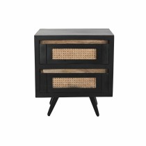 Table de Nuit DKD Home Decor Noir Naturel Rotin Bois de manguier 50 x 40 x 55 cm