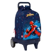 Schulrucksack mit Rädern Spider-Man Neon Marineblau 33 x 45 x 22 cm