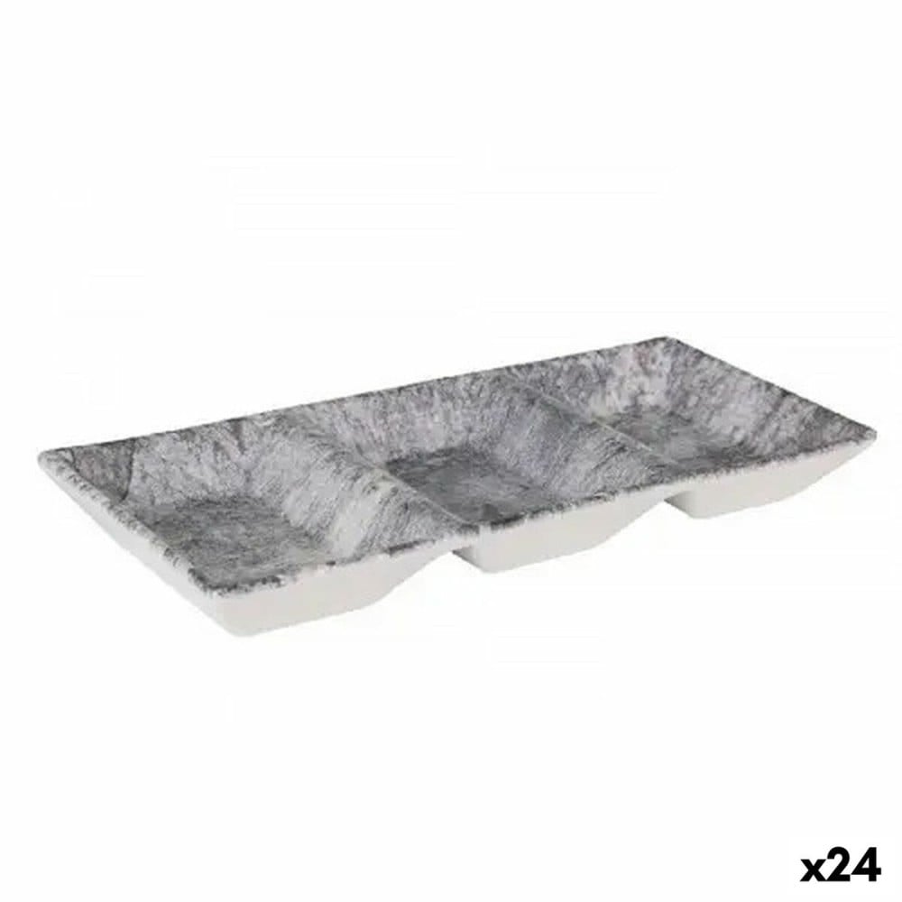 Tablett für Snacks La Mediterránea Stonehenge 3 Fächer 25 x 11 x 3 cm (24 Stück)