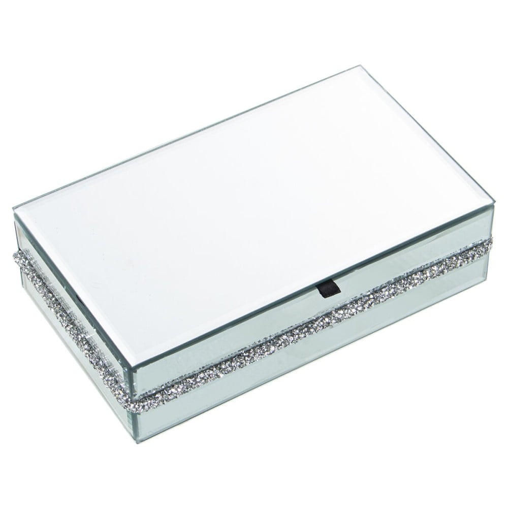 Jewelry box Alexandra House Living Grey Crystal Mirror 22 x 6 x 13 cm