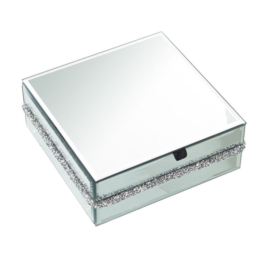 Jewelry box Alexandra House Living Grey Crystal Mirror 15 x 6 x 15 cm