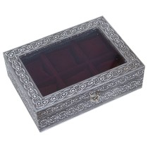 Box for watches Alexandra House Living Black Silver Metal 20 x 28 x 20 cm