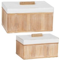 Set of decorative boxes Alexandra House Living White Brown Wood 2 Pieces