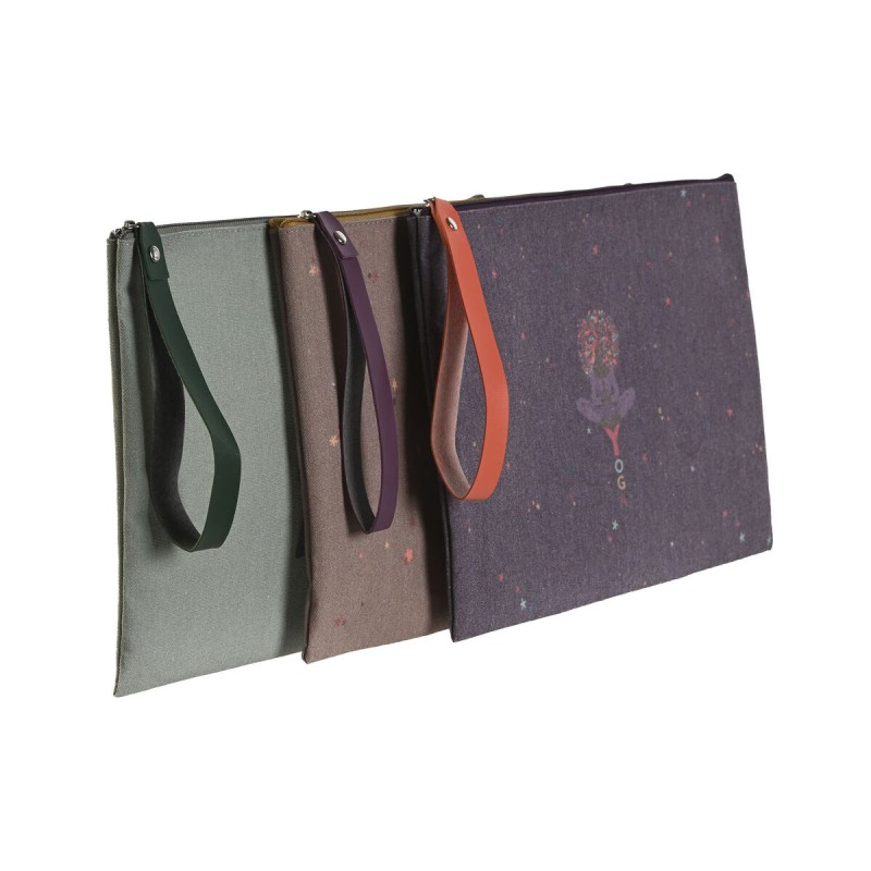 Trousse de toilette DKD Home Decor Marron Vert Bordeaux Toile Yoga 31 x 1 x 21 cm (3 Unités)