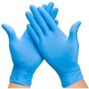 Gants en vinyle jetables M Bleu Autocollants