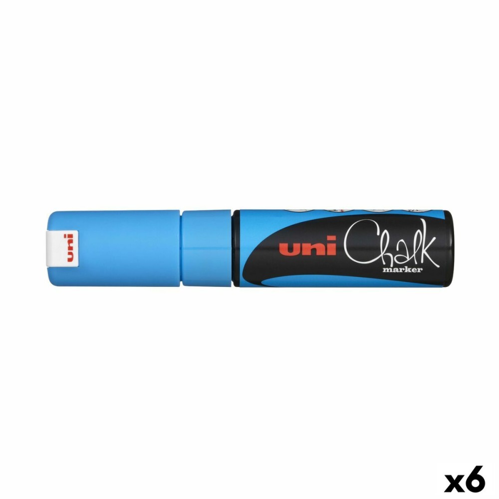 Flüssige Kreidemarker Uni-Ball PWE-8K Blau Hellblau (6 Stücke) (6 Stück)