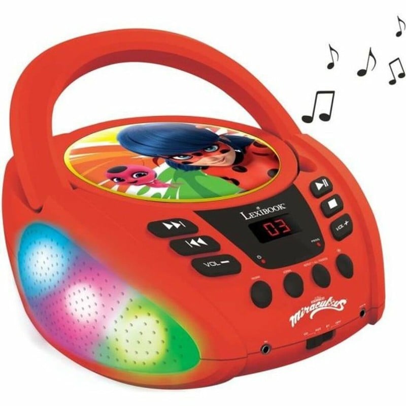 Lecteur CD/MP3 Lexibook Miraculous Bluetooth 5.0 Rouge