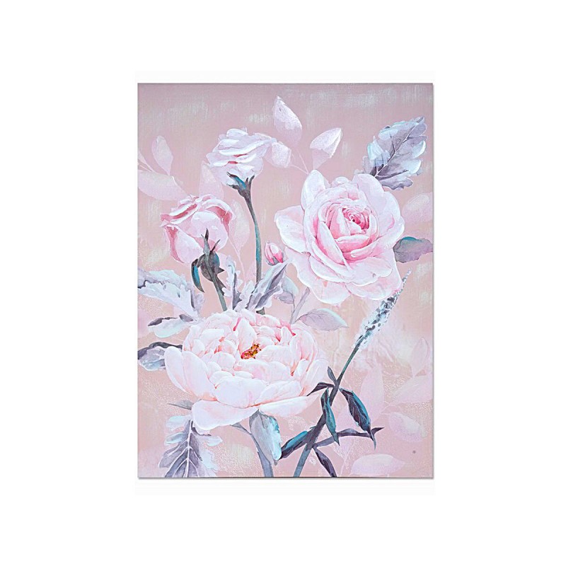 Cadre Romimex Rose Toile Roses 60 x 80 x 3 cm