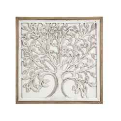 Wall Decoration Romimex White Natural MDF Wood 60 x 60 x 4 cm