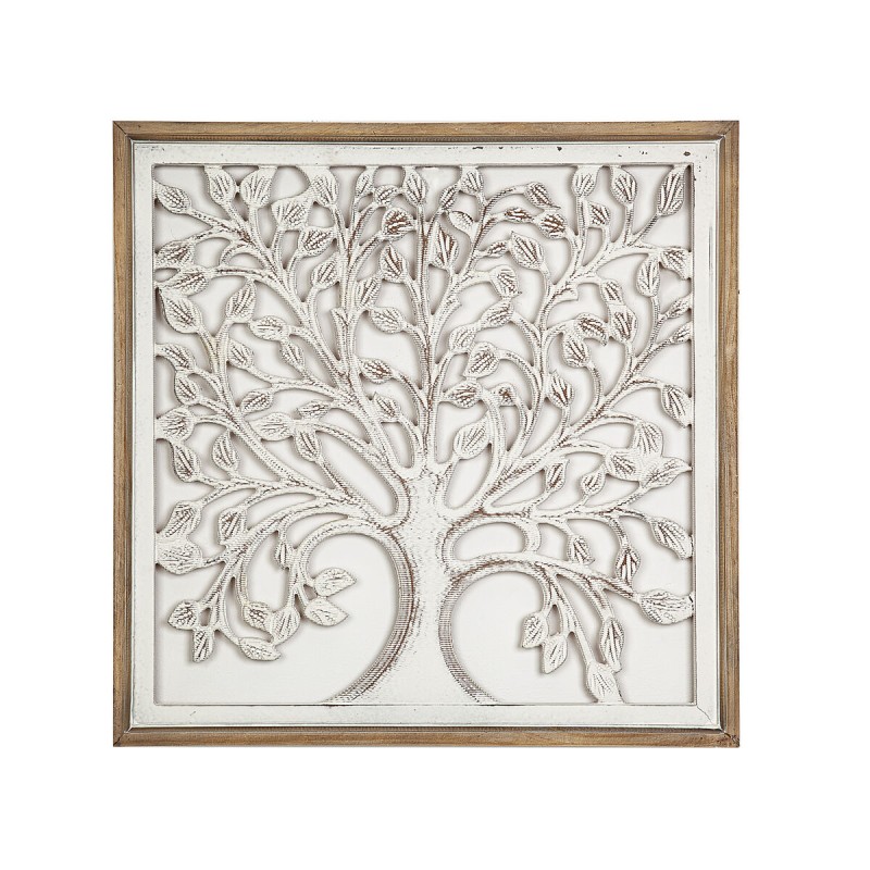 Wall Decoration Romimex White Natural MDF Wood 60 x 60 x 4 cm