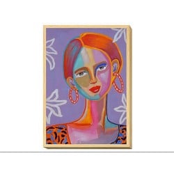 Painting Romimex Multicolour Canvas Lady 50 x 70 x 4 cm