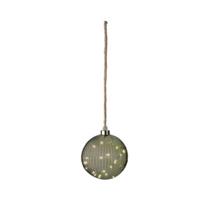 Boule de Noël Lumineo Vert Jute Verre Ø 14 cm A accrocher MicroLED