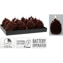 LED Candle Lifetime Brown Pine cone 13 cm Flame effect