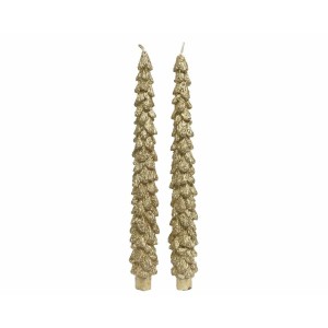 Candles Lifetime Golden Pinewood Ø 3,5 x 26,5 cm (2 Units)