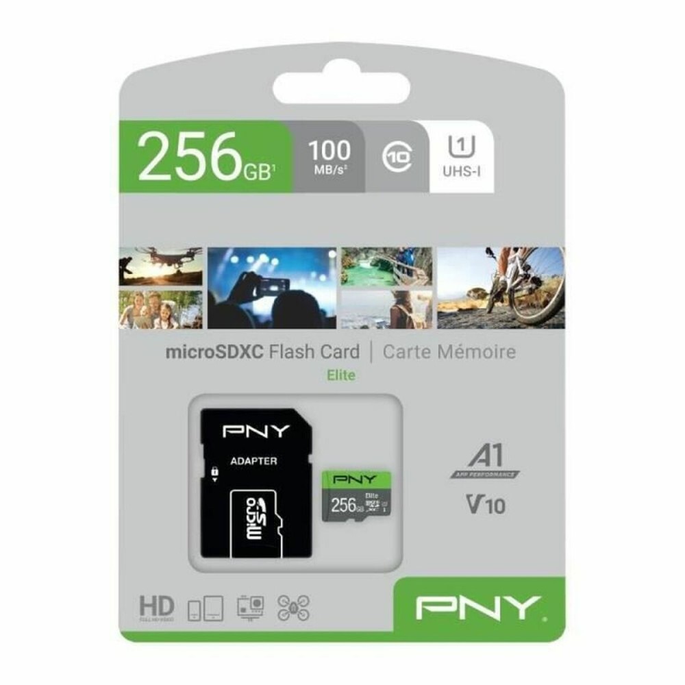 Micro SD Memory Card with Adaptor PNY Elite Elite C10 256 GB