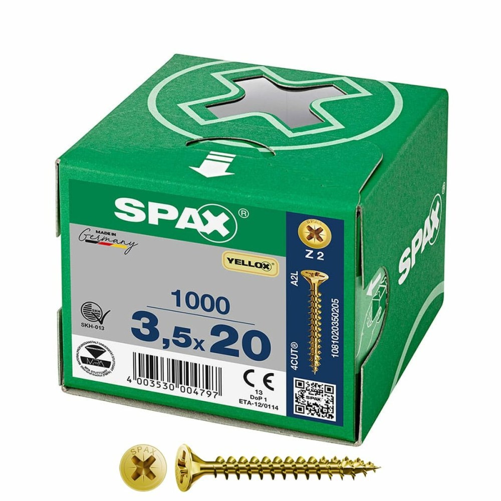 Schraubenkasten SPAX Yellox Z2 Flacher Kopf 3,5 x 20 mm 1000 Unidades