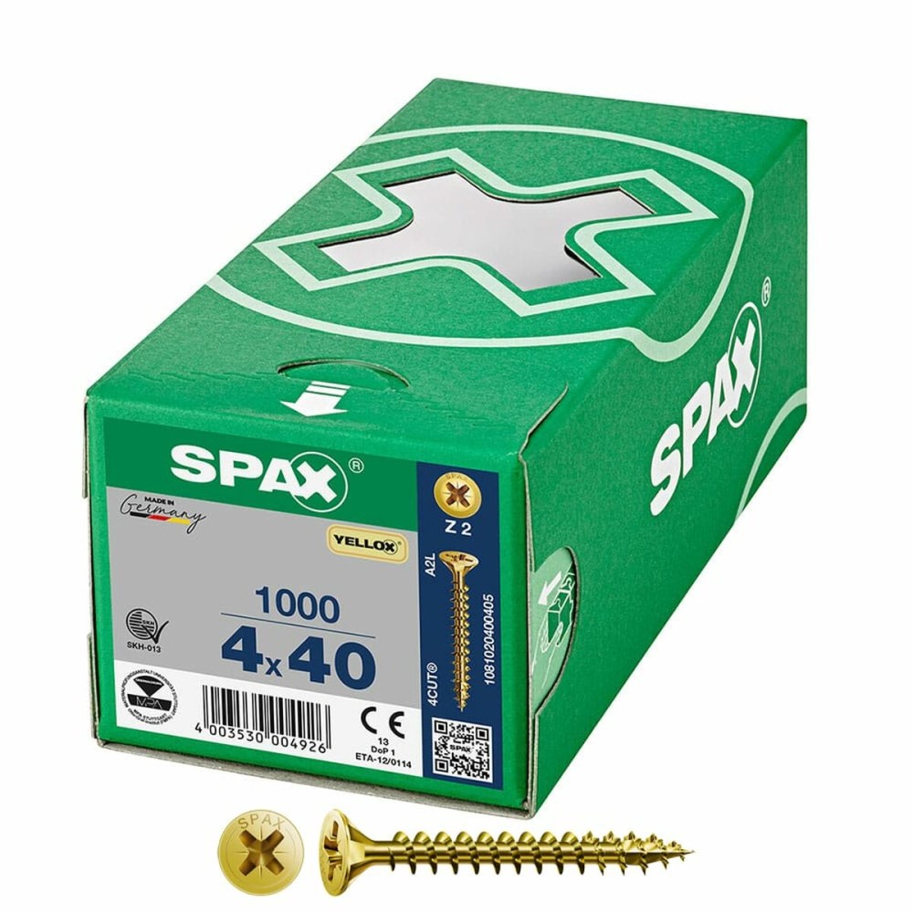 Boîte à vis SPAX Yellox Z2 Tête plate 4,0 x 40 mm 1000 Unidades